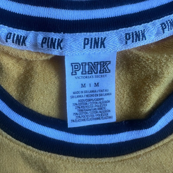 PINK Womens Medium Shirt Long
Sleeve Pocket Yellow White Stripe
Logo. - Picture 3 of 8